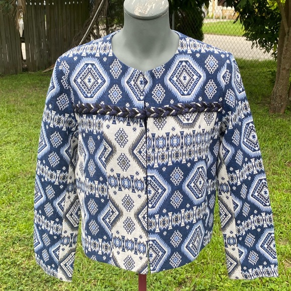 Endless Rose Jackets \u0026 Coats | Endless Rose Aztec Print Crop Jacket Size M Nwt | Color: Blue/Gray | Size: M | Veronicadiaz794's Closet